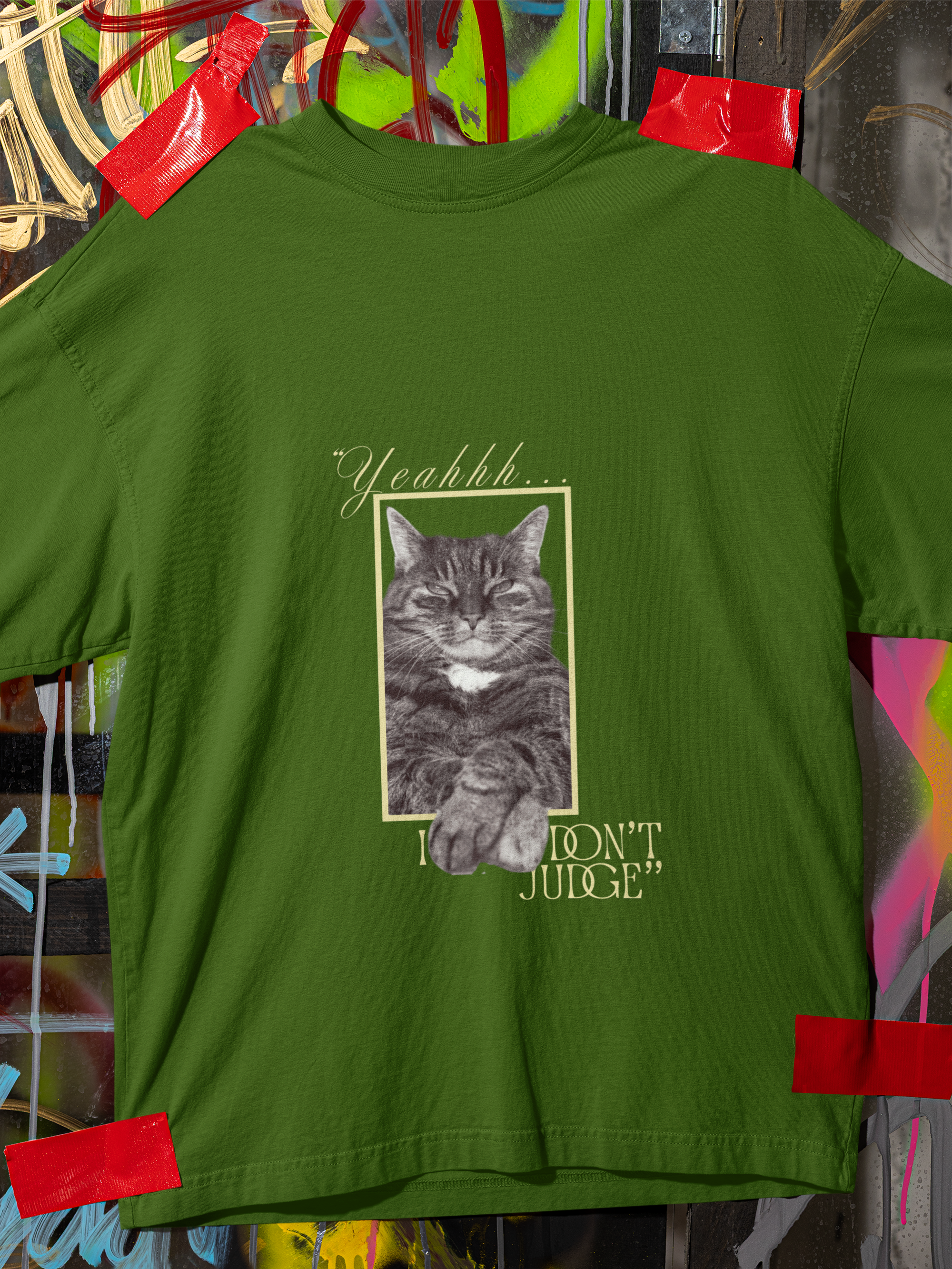 Olive Green Judge & Purr Tee