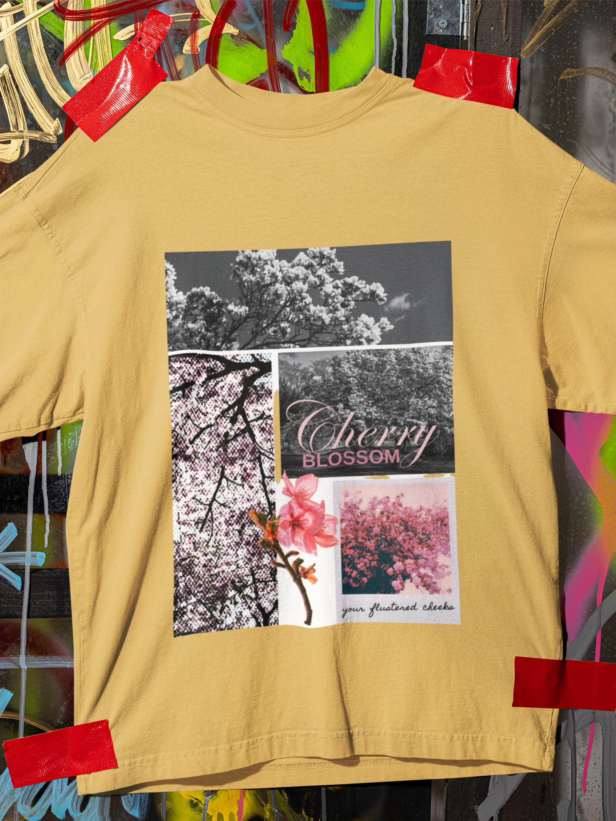 Beige Cherry Blossom Polaroid Tee