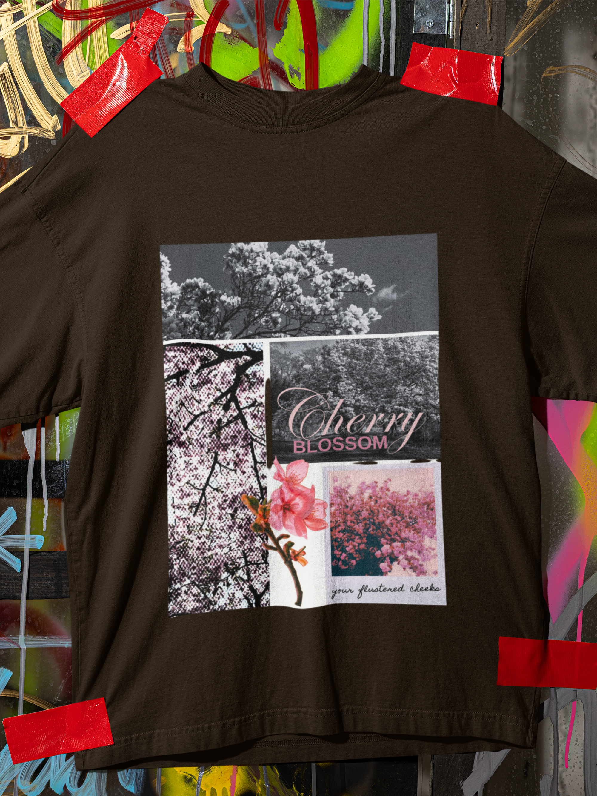 Brown Cherry Blossom Polaroid Tee