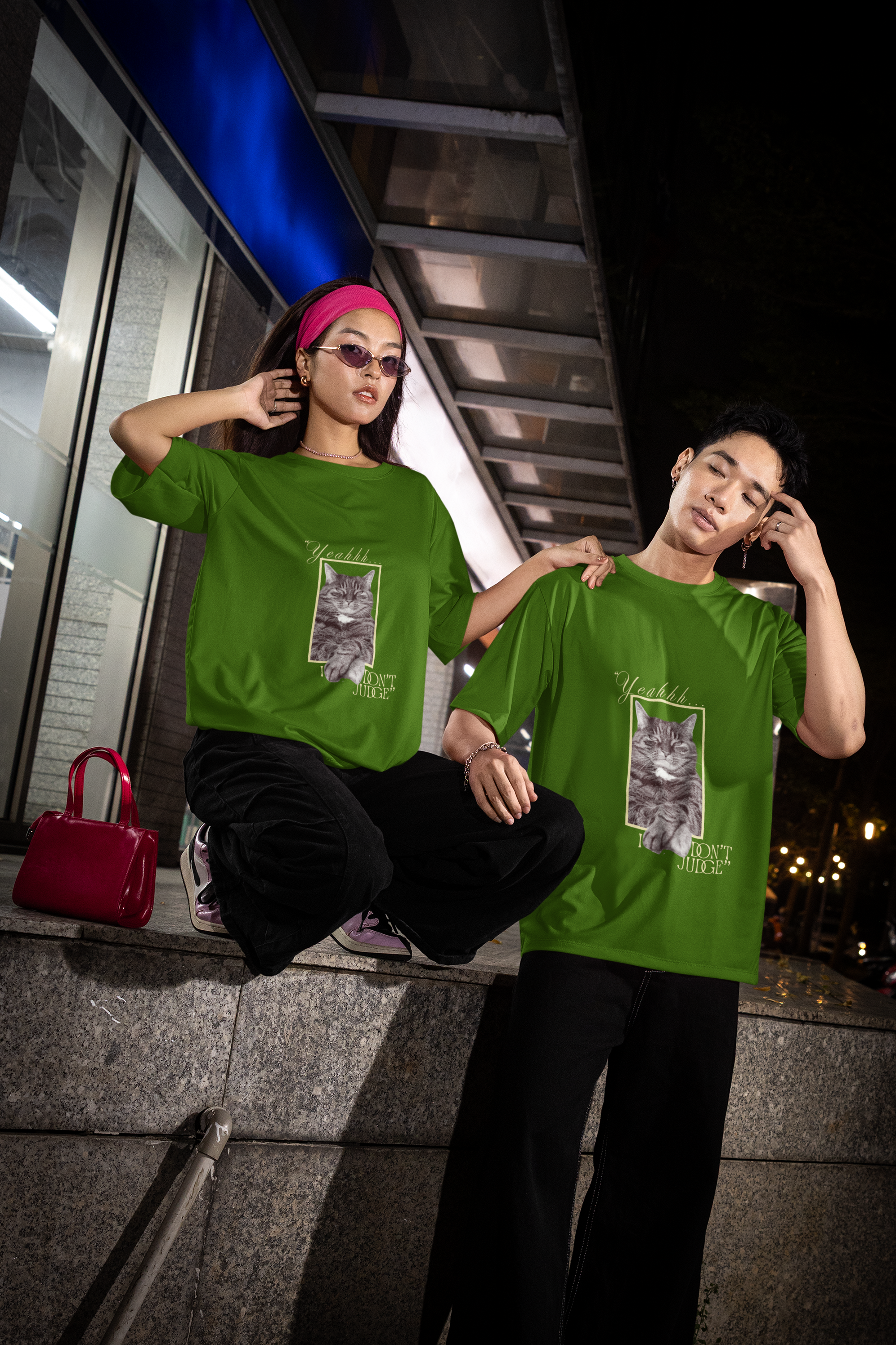 Olive Green Judge & Purr Tee