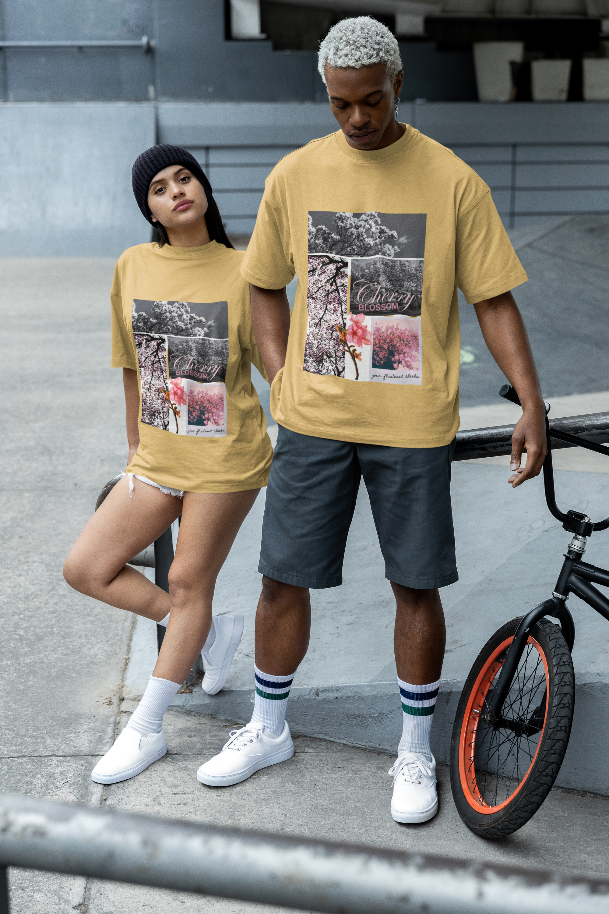 Beige Cherry Blossom Polaroid Tee