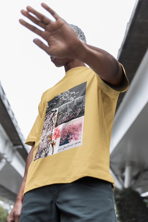 Beige Cherry Blossom Polaroid Tee