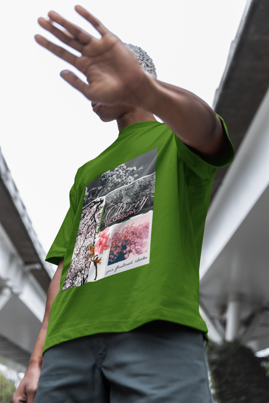 Green Cherry Blossom Polaroid Tee