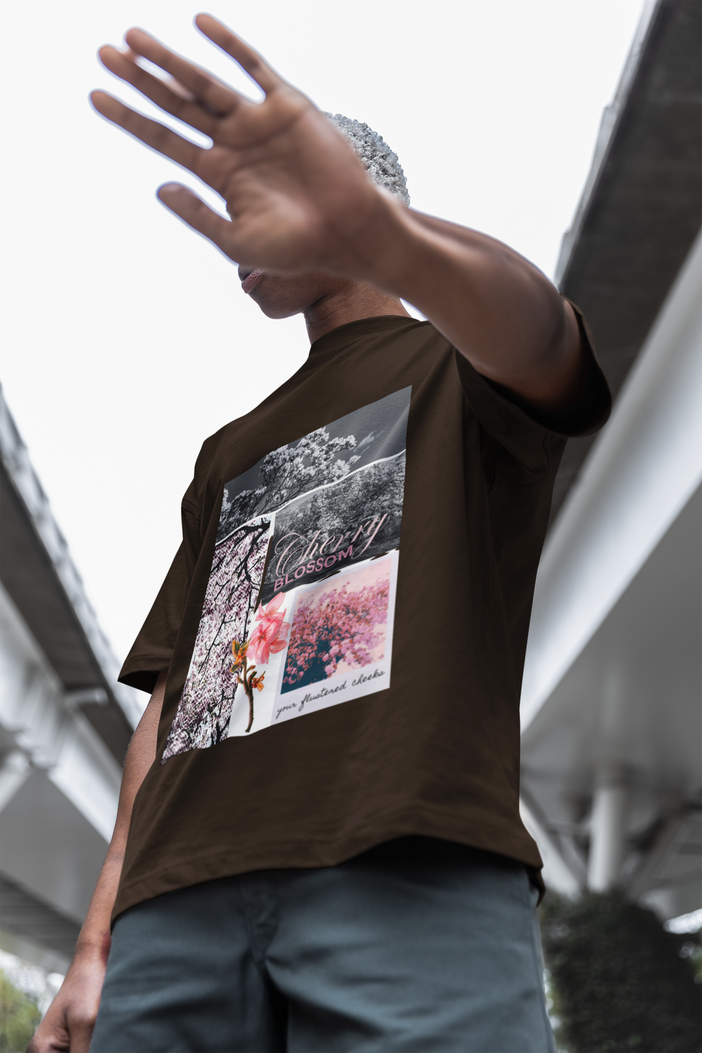 Brown Cherry Blossom Polaroid Tee