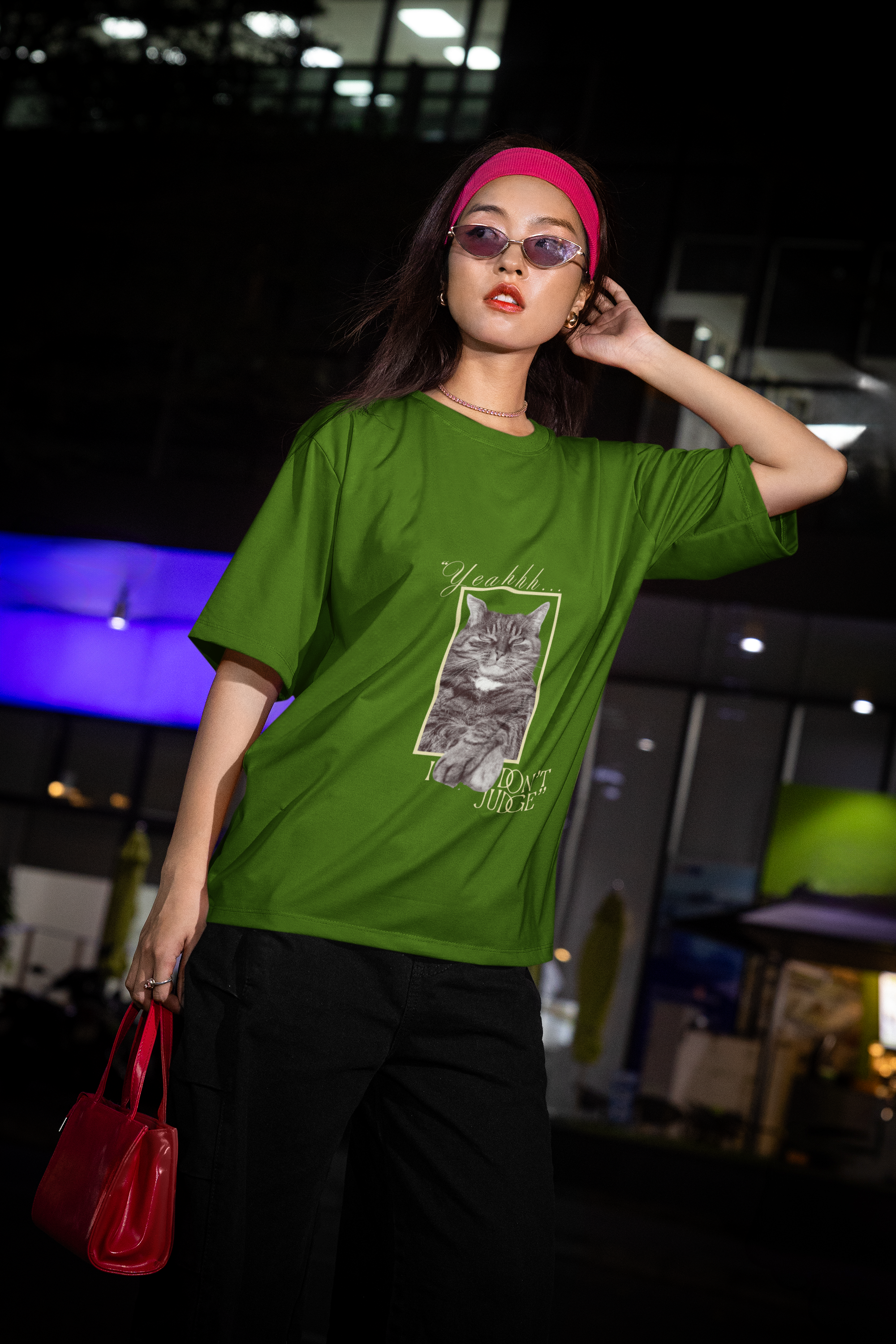 Olive Green Judge & Purr Tee