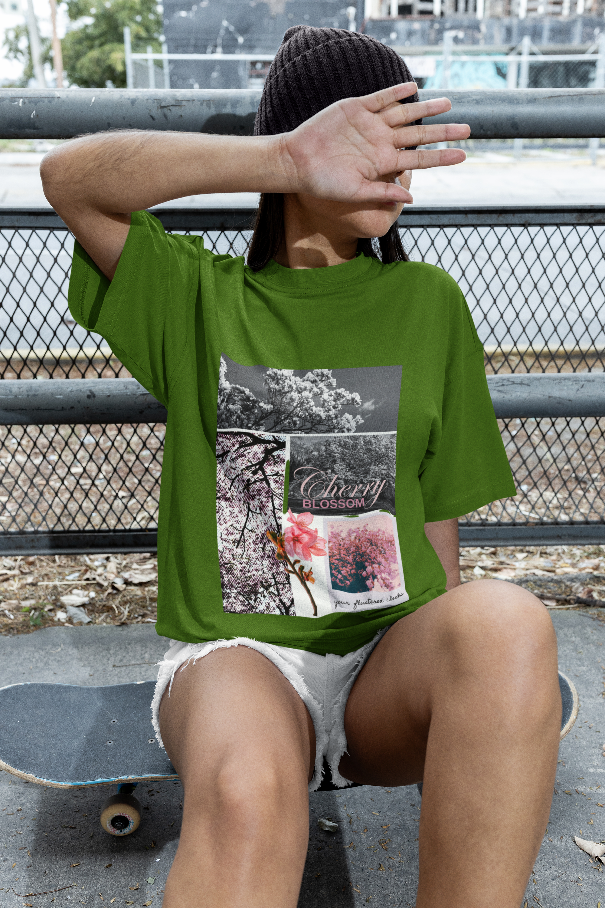 Green Cherry Blossom Polaroid Tee